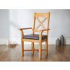 Grasmere Oak Carver Dining Chair With Brown Leather Seat - 10% OFF SPRING SALE - 2