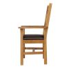 Windermere Cross Back Oak Carver Dining Chair With Brown Leather Seat - 20% OFF SPRING SALE - 5