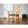 Windermere Cross Back Oak Carver Dining Chair With Brown Leather Seat - 10% OFF CODE SAVE - 2
