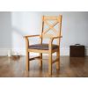 Windermere Cross Back Oak Carver Dining Chair With Brown Leather Seat - 20% OFF SPRING SALE - 2