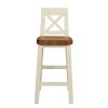 Billy Cross Back Cream Painted Assembled Bar Stool Solid Oak Seat - 10% OFF SPRING SALE - 6