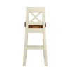 Billy Cross Back Cream Painted Bar Stool Solid Oak Seat - 10% OFF SPRING SALE - 9