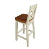 Billy Cross Back Cream Painted Bar Stool Solid Oak Seat - 10% OFF SPRING SALE - 10