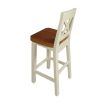 Billy Cross Back Cream Painted Assembled Bar Stool Solid Oak Seat - 10% OFF SPRING SALE - 10