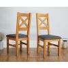 Windermere Cross Back Oak Chair With Black Leather Seat - 10% OFF SPRING SALE - 2