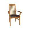 Chelsea Solid Oak Brown Leather Assembled Carver Dining Chair - SPRING SALE - 7