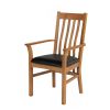 Chelsea Solid Oak Brown Leather Carver Dining Chair - 10% OFF CODE SAVE - 3
