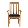 Chelsea Solid Oak Brown Leather Carver Dining Chair - 10% OFF CODE SAVE - 4