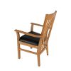Chelsea Solid Oak Brown Leather Carver Dining Chair - 10% OFF CODE SAVE - 5