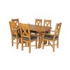 Country Oak 140cm X Leg Oval Table 4 Grasmere Brown Leather Chairs and 2 Matching Carvers - SPRING SALE - 4