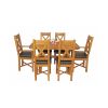 Country Oak 140cm X Leg Oval Table 4 Grasmere Brown Leather Chairs and 2 Matching Carvers - SPRING SALE - 3