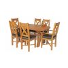 Country Oak 140cm X Leg Oval Table 4 Grasmere Brown Leather Chairs and 2 Matching Carvers - SPRING SALE - 2