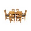 Country Oak 140cm X Leg Oval Table 4 Grasmere Brown Leather Chairs and 2 Matching Carvers - SPRING SALE - 5