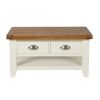 Country Cottage Cream Painted Oak Coffee Table With Drawers - SPRING SALE - 5