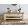 Country Cottage Cream Painted Large 4 Drawer Oak Coffee Table With Shelf - 10% OFF CODE SAVE - 3