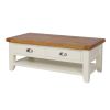 Country Cottage Cream Painted Large 4 Drawer Oak Coffee Table With Shelf - SPRING SALE - 6