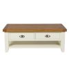 Country Cottage Cream Painted Large 4 Drawer Oak Coffee Table With Shelf - 10% OFF CODE SAVE - 7