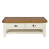 Country Cottage Cream Painted Large 4 Drawer Oak Coffee Table With Shelf - SPRING SALE - 7