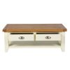 Country Cottage Cream Painted Large 4 Drawer Oak Coffee Table With Shelf - 10% OFF CODE SAVE - 10