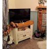 Country Cottage Cream Painted 2 Door Assembled Corner Oak TV Unit - 10% OFF SPRING SALE - 2