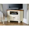 Country Cottage Cream Painted 2 Door Corner Oak TV Unit - 10% OFF CODE SAVE - 2