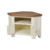 Country Cottage Cream Painted 2 Door Corner Oak TV Unit - 10% OFF CODE SAVE - 7