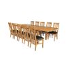Country Oak 280cm Standard Leg Extending Table 10 Chelsea Brown Leather Chairs Set - SPRING SALE - 3