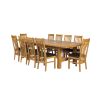 Chateaux 340cm Double Extending Solid Oak Table 10 Chelsea Brown Leather Oak Chair Set - SPRING SALE - 6