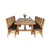 Chateaux 340cm Double Extending Solid Oak Table 12 Chelsea Brown Leather Oak Chair Set - SPRING SALE - 10