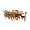 Monastery 300cm Double Extending Solid Oak Table 10 Chelsea Brown Leather Oak Chair Set - SPRING SALE - 2