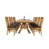 Monastery 300cm Double Extending Solid Oak Table 10 Chelsea Brown Leather Oak Chair Set - SPRING SALE - 9