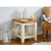 Country Cottage Cream Painted Oak Lamp Table With Shelf - SPRING SALE - 2