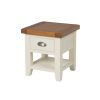 Country Cottage Cream Painted Oak Lamp Table With Drawer and Shelf - 10% OFF SPRING SALE - 5