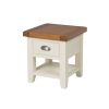 Country Cottage Cream Painted Oak Lamp Table With Drawer and Shelf - SPRING SALE - 5