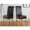 Emperor Black Leather Scroll Back Dining Chair with Oak Legs - 10% OFF SPRING SALE - 2