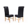 Emperor Black Leather Scroll Back Dining Chair with Oak Legs - 10% OFF SPRING SALE - 3