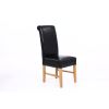 Emperor Black Leather Scroll Back Dining Chair with Oak Legs - 10% OFF SPRING SALE - 4
