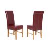 Scroll Back Emperor Red Leather Oak Dining Chair - 10% OFF SPRING SALE - 3