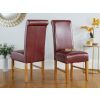 Scroll Back Emperor Red Leather Oak Dining Chair - 10% OFF SPRING SALE - 2
