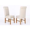 Emperor Cream Leather Scroll Back Dining Chair with Solid Oak Legs - 10% OFF WINTER SALE - 3