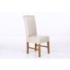 Emperor Cream Leather Scroll Back Dining Chair with Solid Oak Legs - 10% OFF WINTER SALE - 4