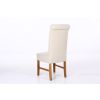 Emperor Cream Leather Scroll Back Dining Chair with Solid Oak Legs - 10% OFF WINTER SALE - 5