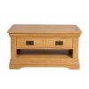 Farmhouse Oak Coffee Table with Drawer and Shelf - 10% OFF CODE SAVE - 8