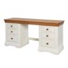 Farmhouse Country Oak Cream Painted Large Double Pedestal Dressing Table / Desk - SPRING SALE - 8