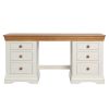 Farmhouse Country Oak Cream Painted Large Double Pedestal Dressing Table / Desk - SPRING SALE - 9