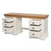 Farmhouse Country Oak Cream Painted Large Double Pedestal Dressing Table / Desk - SPRING SALE - 10