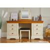 Farmhouse Country Oak Cream Painted Large Double Pedestal Dressing Table / Desk - SPRING SALE - 4