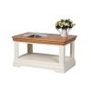 Farmhouse Cream Painted Oak Coffee Table with Shelf - SPRING SALE - 6