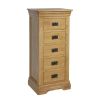 Farmhouse Country Oak 5 Drawer Tallboy Narrow Chest of Drawers - SPRING SALE - 6