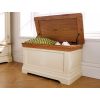 Farmhouse Country Oak Cream Painted Storage Blanket Box - SPRING SALE - 2